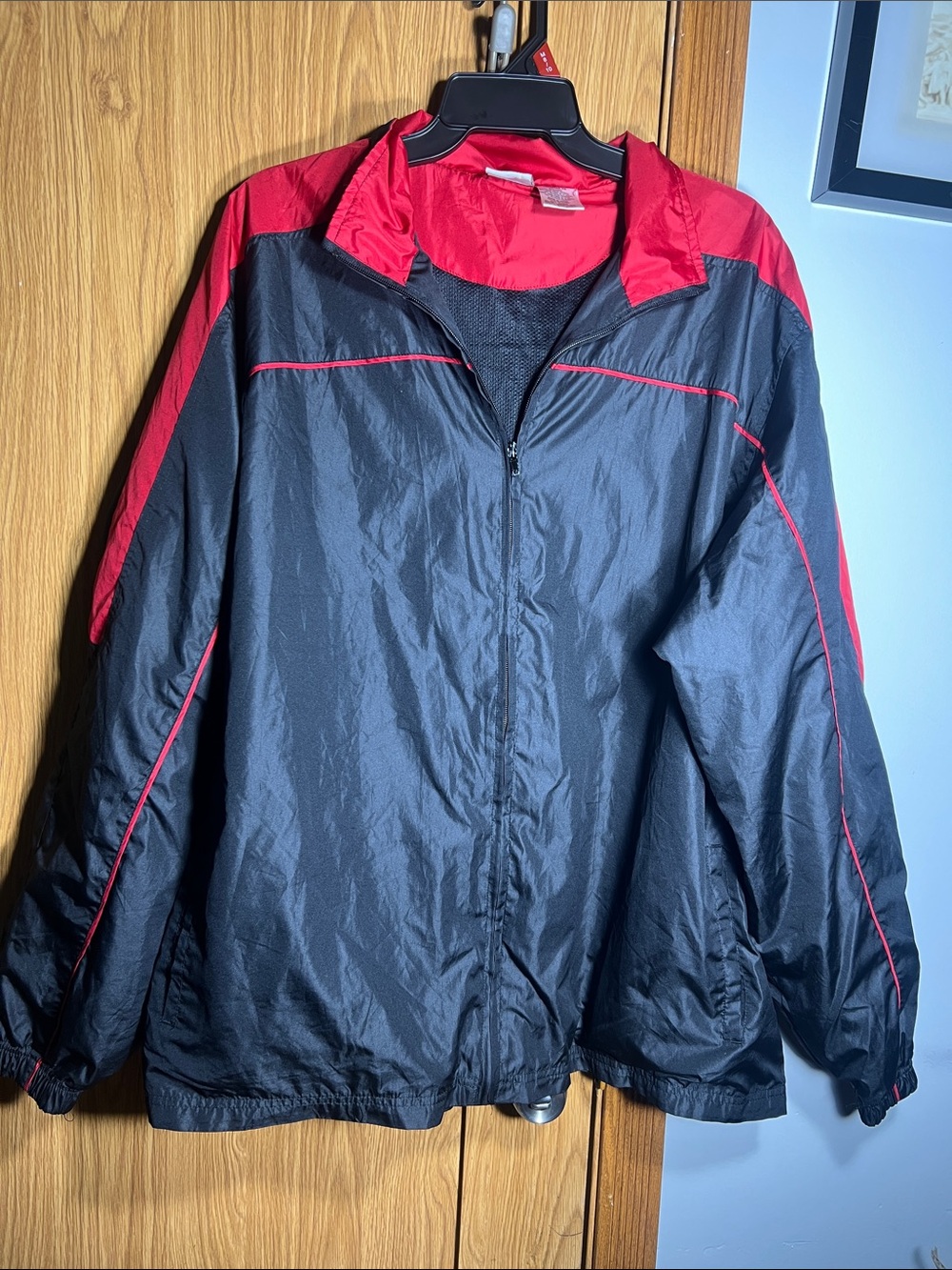 Athletic Works Black and Red Lightweight Windbreaker Jacket